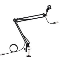 Monoprice 602506 STAGE RIGHT BY MONOPRICE SUSPENSION BOOM SCISSOR BROADCAST MIC STAND WITH INTEGR