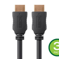 Monoprice 39556 MONOPRICE 4K HIGH SPEED HDMI CABLE 25FT - 18GBPS BLACK - 3 PACK