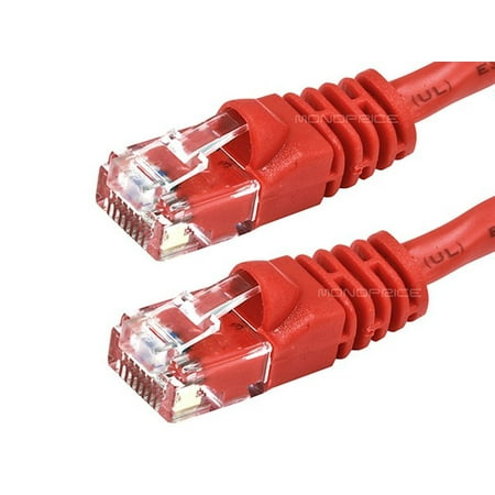 Monoprice 41463 MONOPRICE CAT5E 25FT RED CROSSOVER PATCH CABLE_ UTP_ 24AWG_ 350MHZ_ PURE BARE CO