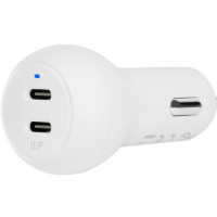 Monoprice 41989 MONOPRICE USB-C CAR CHARGER_ 45W 2-PORT PD WHITE_ POWER DELIVERY FOR MACBOOK PRO