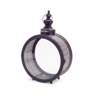 Black Ornate Metal Circle Lantern 17.5