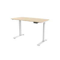 Monoprice 42764 SIT-STAND DESK W/ WOOD TOP (WHITE BASE; NATURAL TOP)
