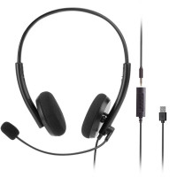 Monoprice 43017 WORKSTREAM BY MONOPRICE WFH 3.5MM + USB WIRED HEADPHONE WITH MIC BACK TO BASICS