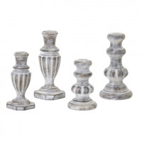White Washed Stone Candle Holder (Set of 4)
