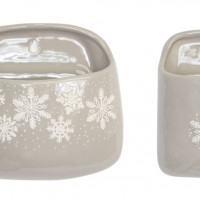 Stoneware Wall Pocket with Snowflake Design (Set of 2)