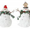 Terra Cotta Melted Snowman Family with Bird and Pine Accents (Set of 2)