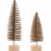 LED Lighted Bronze Bottle Brush Tree with Wood Base (Set of 4)