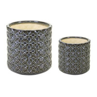 Geometric Pattern Ceramic Pot (Set of 2)