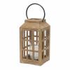 Natural Wooden Lantern with Glass Hurricane