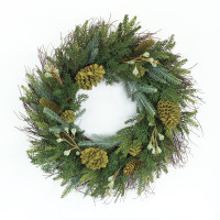 Mixed Winter Pine Wreath with Pinecone and Twig Accent 23
