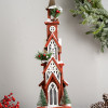 Lighted Winter Church Display with Pine Accents and Snowy Finish 19