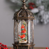 LED Snow Globe Lantern with Cardinal Bird Branch 13