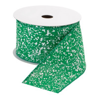 Green and White Speckle Wired Ribbon (Set of 3)