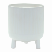 Ribbed Stone Footed Planter 7