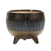 Dotted Ceramic Planter with Pewter Accent 6