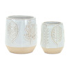 Two Tone Porcelain Planter with Leaf Design (Set of 2)