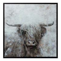 Framed Mountain Bull Canvas Painting Wall Art 20.5