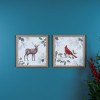 Framed Deer and Cardinal Bird Wall Art (Set of 2)