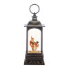 LED Snow Globe Lantern with Santa and Snowman 10.5