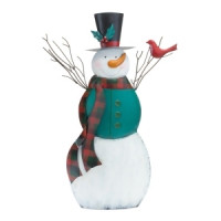 Metal Snowman with Cardinal Bird 26.25