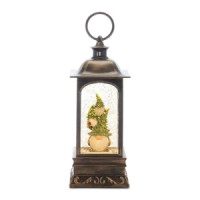 LED Snow Globe Lantern with Gnome Stack 9.75