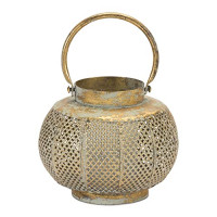 Distressed Punched Metal Lantern 7.5