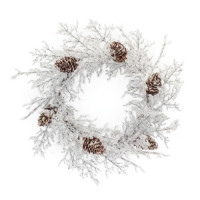 Iced Twig Pinecone Wreath 24