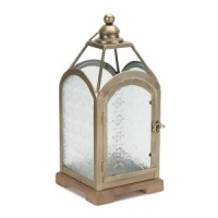 Pewter Metal Lantern with Ornate Glass 16