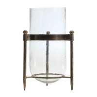 Glass Hurricane Candle Holder in Metal Stand 13.5