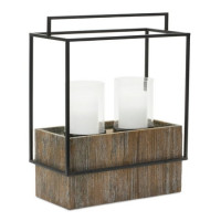 Wood Candle Holder with Metal Frame 18
