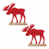 Metal Moose Silhouette with Wood Base (Set of 2)
