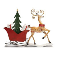 Metal Holiday Reindeer with Sleigh 26.25