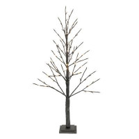 LED Black Glittered Twig Tree 48