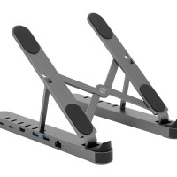 Monoprice 44735 MONOPRICE 6-IN-1 PORTABLE FOLDING LAPTOP STAND AND USB-C DOCKING STATION WITH 4K