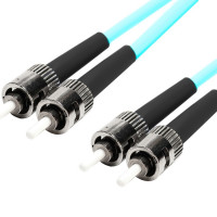 Monoprice 45934 MONOPRICE MULTI-MODE OM4 FIBER OPTIC CABLE - ST-ST UL 3MM 50/125 OFNR DUPLEX AQU