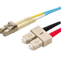 Monoprice 45980 MONOPRICE MULTI-MODE OM3 FIBER OPTIC CABLE - LC-SC UL 2MM 50/125 OFNR DUPLEX AQU