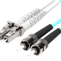 Monoprice 45982 MONOPRICE MULTI-MODE OM3 FIBER OPTIC CABLE - LC-ST UL 2MM 50/125 OFNR DUPLEX AQU