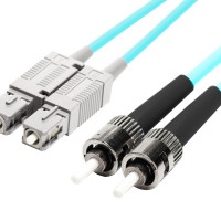 Monoprice 46006 MONOPRICE MULTI-MODE OM3 FIBER OPTIC CABLE - SC-ST UL 3MM 50/125 OFNR DUPLEX AQU