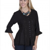 Scully Honey Creek Ladies Sleeve Blouse - Black- Medium