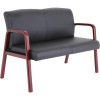 Lorell 26.1 in. Wood & Leather Love Seat - Black & Mahogany