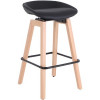 Lorell 33.5 in. Modern Low-Back Stool with Wood Legs