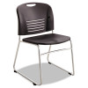 Safco Vy Series Stack Chairs Plastic Back-Seat Sled Base Black 2-Carton