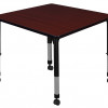 Regency 36 in. Kee Square Height Adjustable Mobile Classroom Table Mahogany