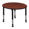 Regency Kee 42 in. Round Height Adjustable Mobile Classroom Table - Cherry