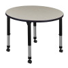 Regency Kee 42 in. Maple Round Height Adjustable Mobile Classroom Table