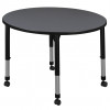 Regency 30 in. Kee Round Height Adjustable Mobile Classroom Table Grey