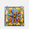 Chloe 24 in. Lighting Emma Tiffany Glass Window Panel - Antique Brass
