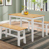 4D Concepts New York Table with 2 Benches Natural & White