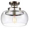 Warehouse of Tiffany 13.5 in. Kostandea 1-Light Indoor Flush Mount Ceiling Lights with Light Kit Bronze