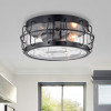 Warehouse of Tiffany CM136-2 14.17 in. Yinat 2-Light Flush-Mount Chandelier Matte Black
